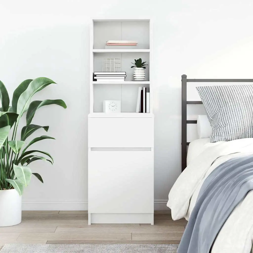 Bedside Cabinet Storage Table Engineered Wood Brown Left Right Door