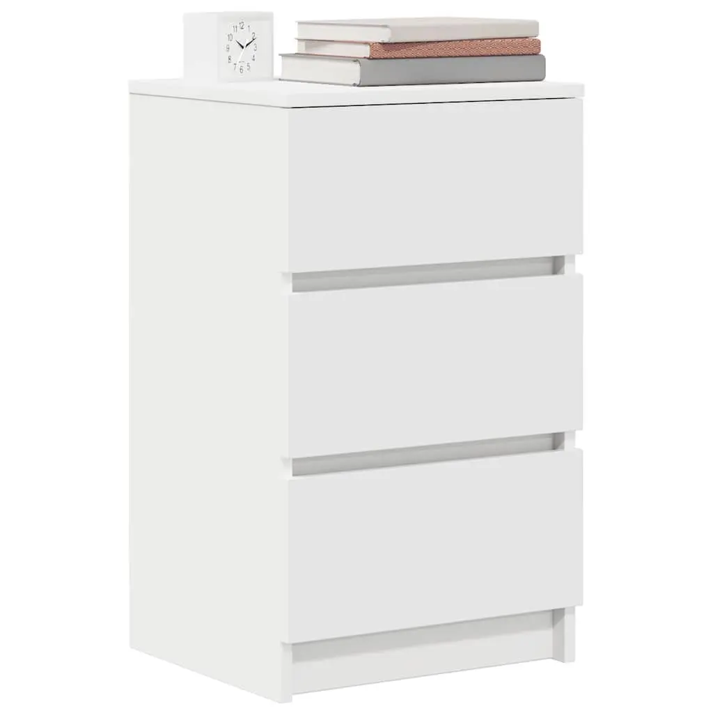 Bedside Cabinet 3 Drawers White Nightstand Bedroom Storage Organiser 39x35x65cm