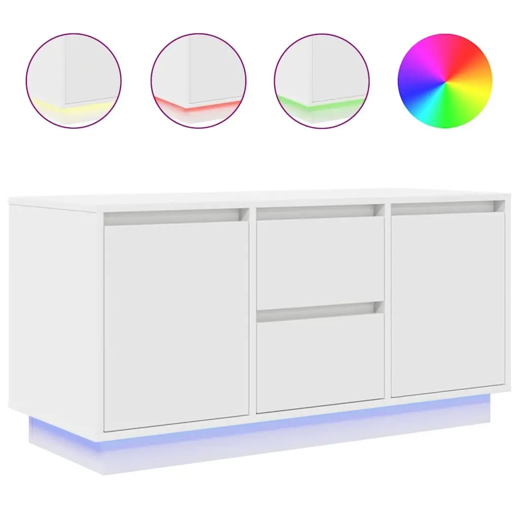White TV Cabinet with LED Lighting