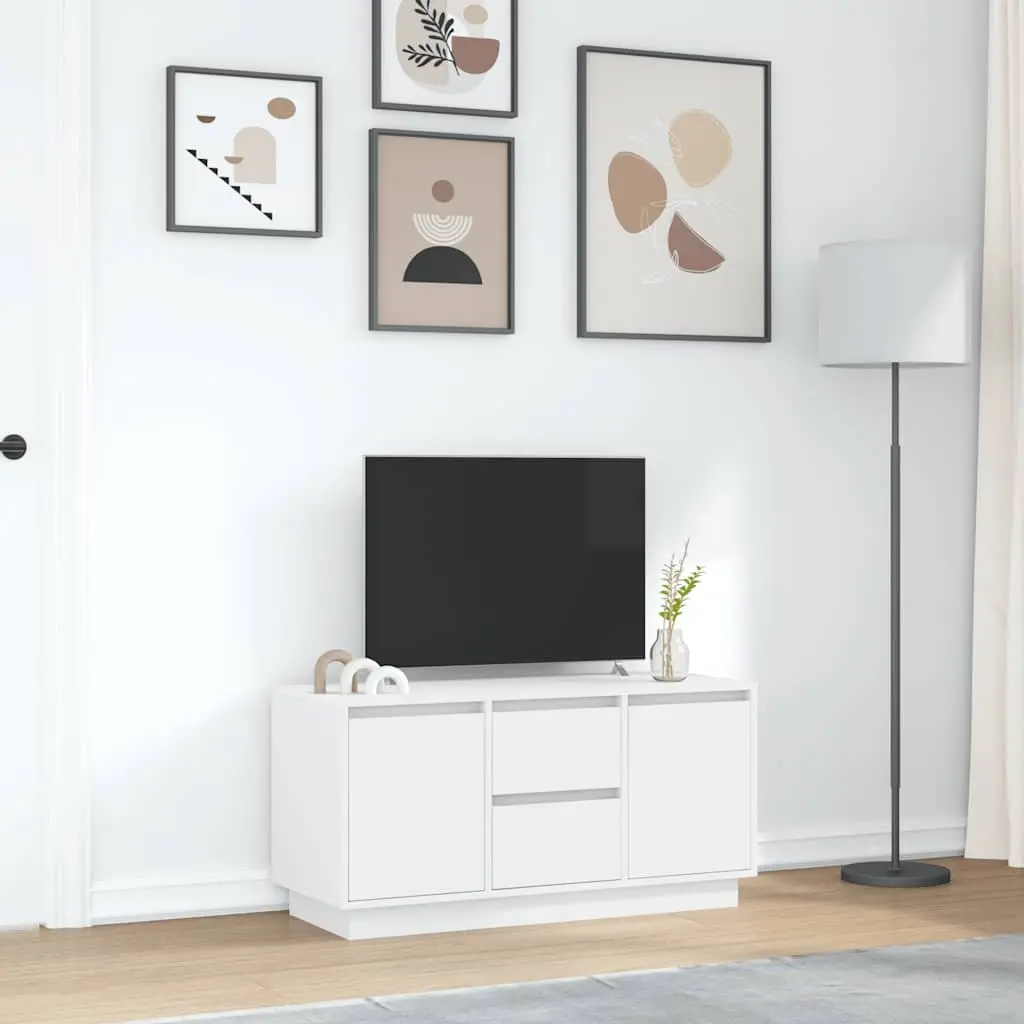 White TV Cabinet with LED Lighting