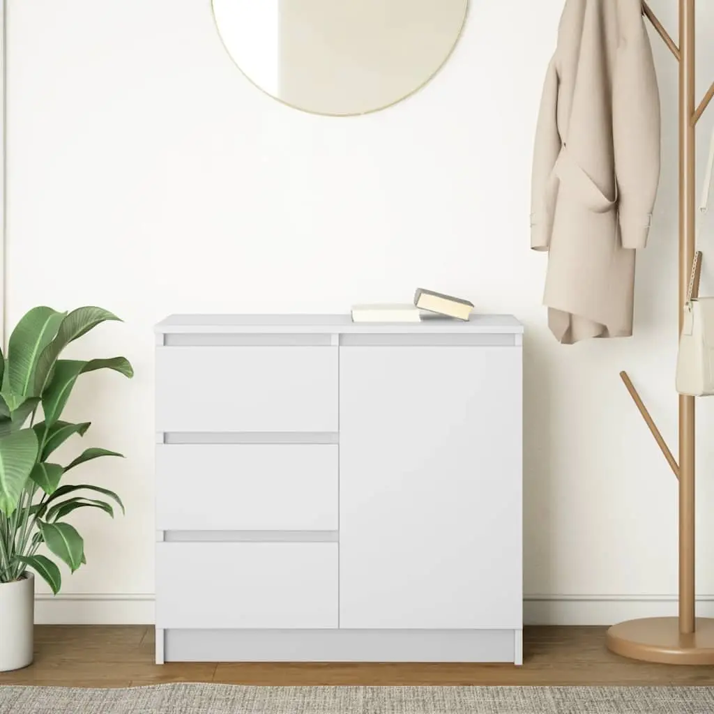 Sideboard Storage Cabinet White Engineered Wood Door Drawer Living Room Hallway 71 x 35 x 65 cm