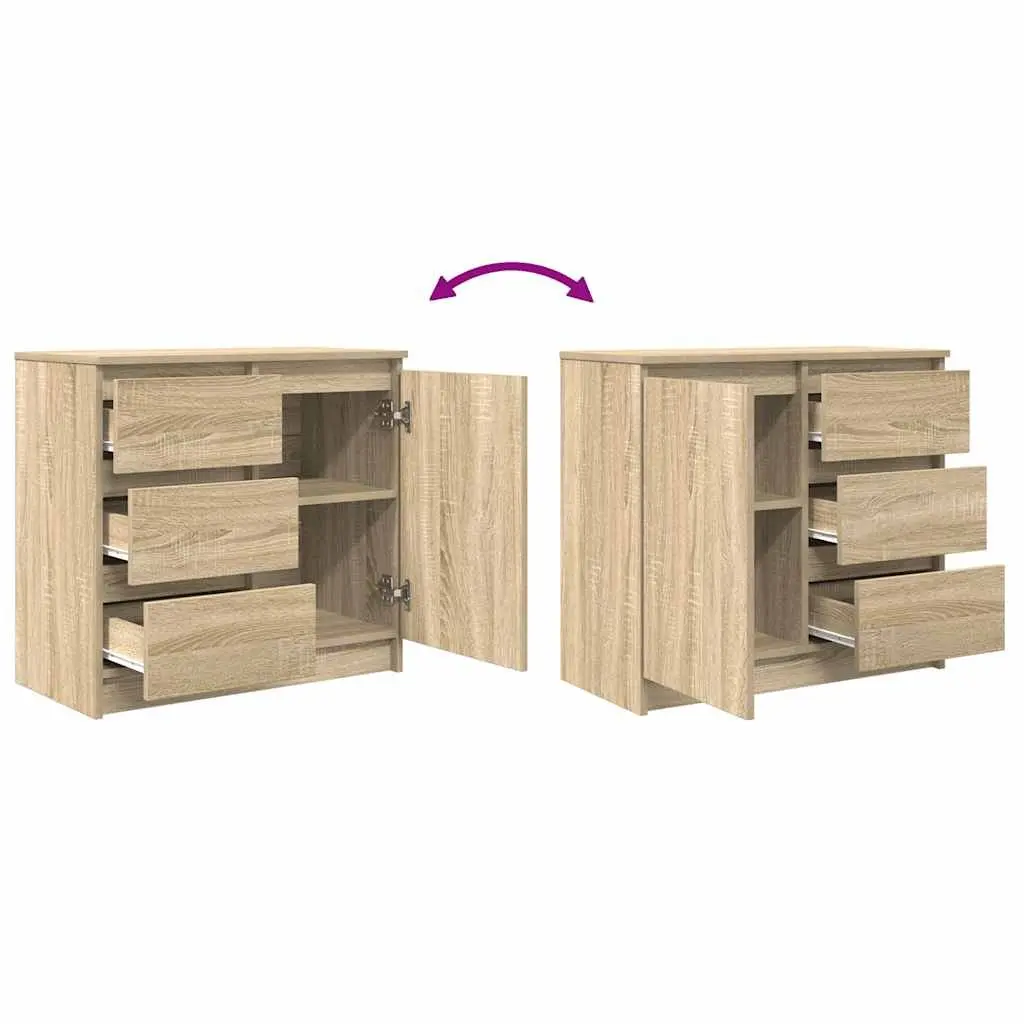 Sideboard Brown Storage Cabinet Engineered Wood Buffet Door Drawers Organisation