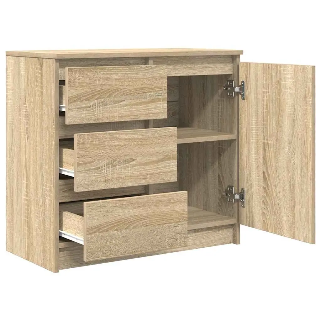 Sideboard Brown Storage Cabinet Engineered Wood Buffet Door Drawers Organisation