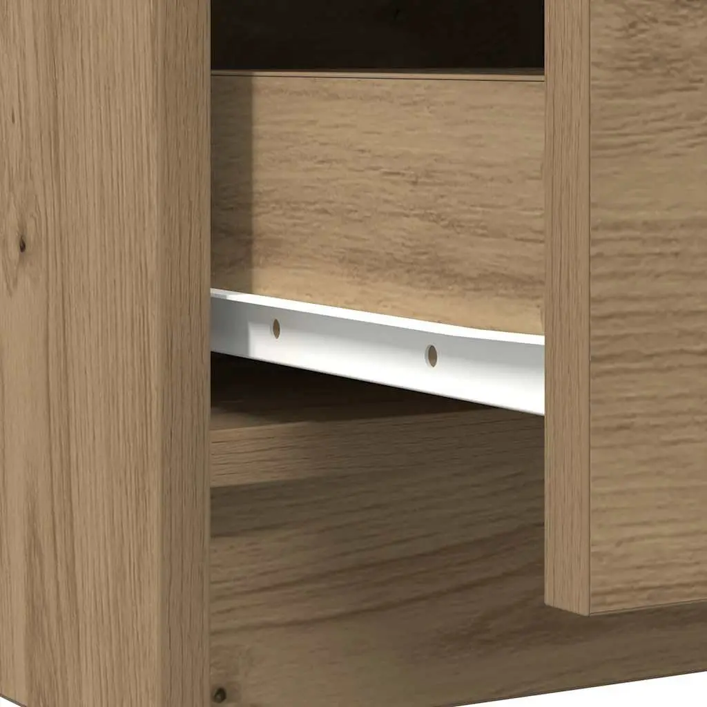 Sideboard Storage Cabinet with Drawer Brown Engineered Wood Buffet Organiser