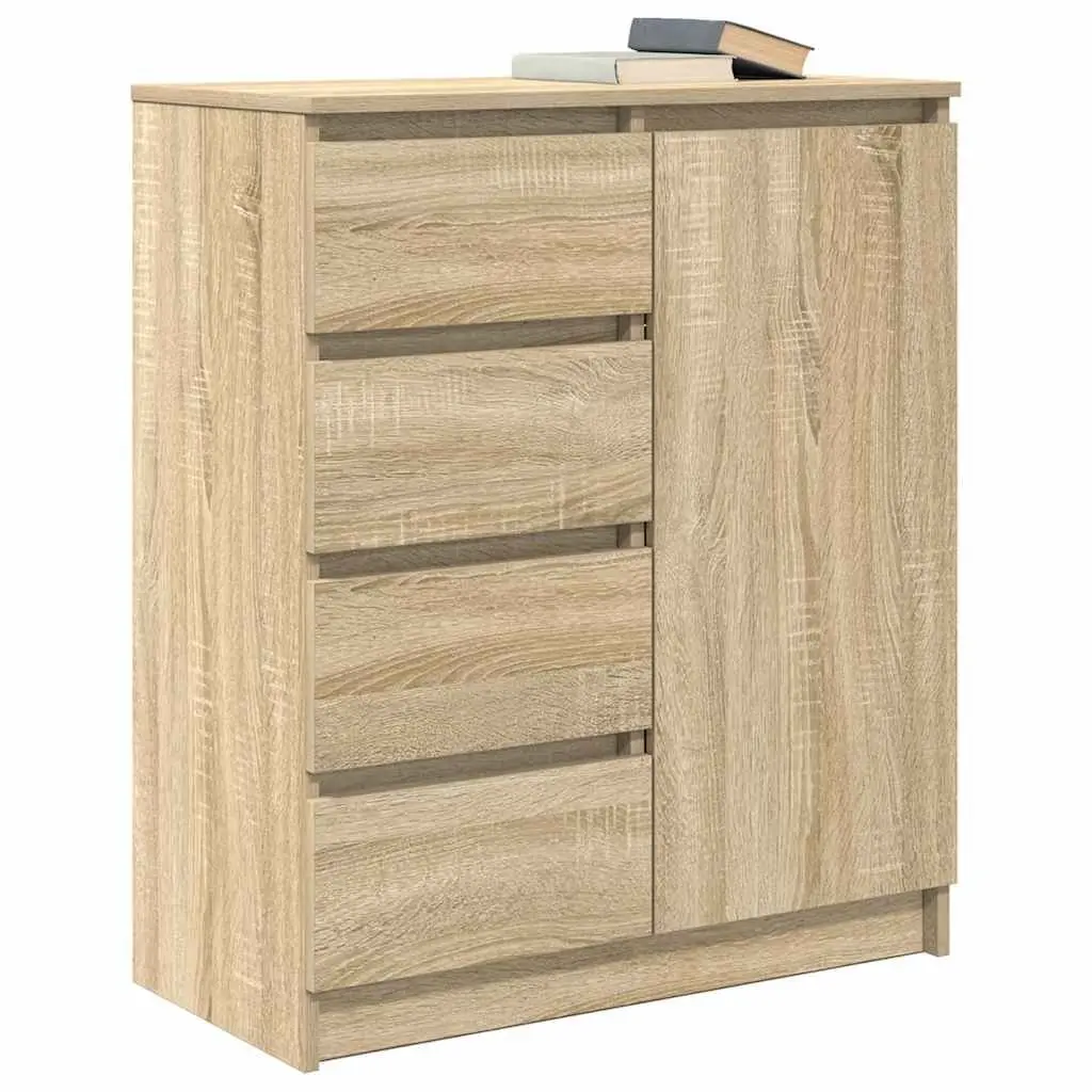 Sideboard Storage Cabinet with Drawers Door Shelf Brown Engineered Wood