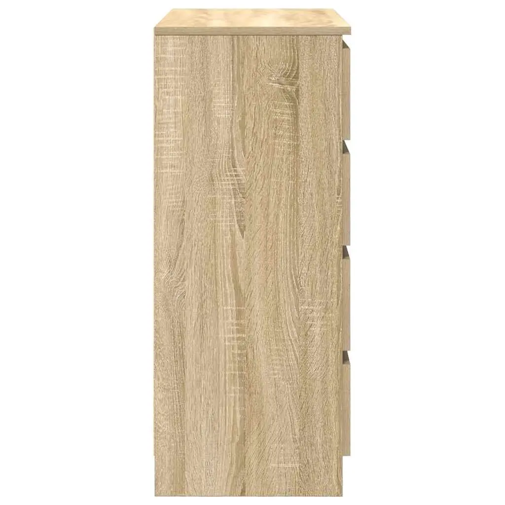 Sideboard Storage Cabinet with Drawers Door Shelf Brown Engineered Wood