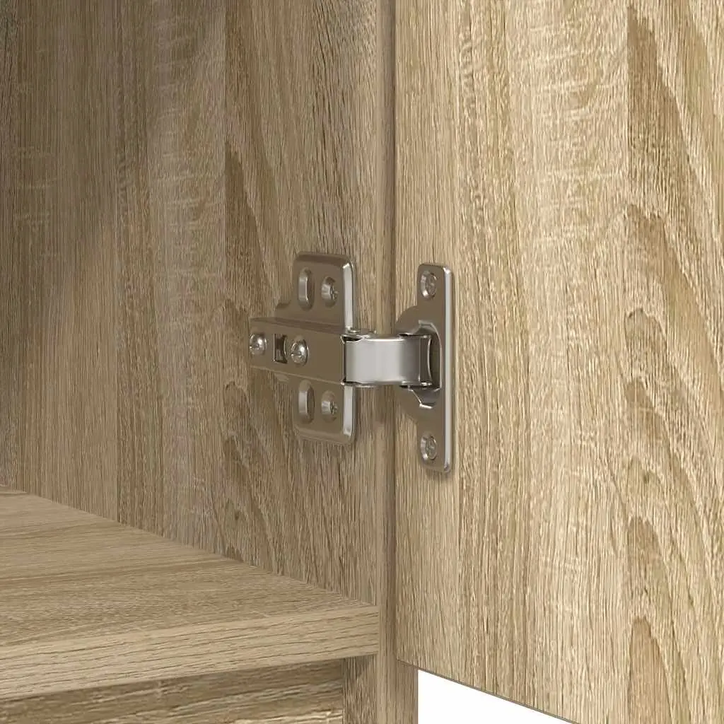 Sideboard Storage Cabinet with Drawers Door Shelf Brown Engineered Wood