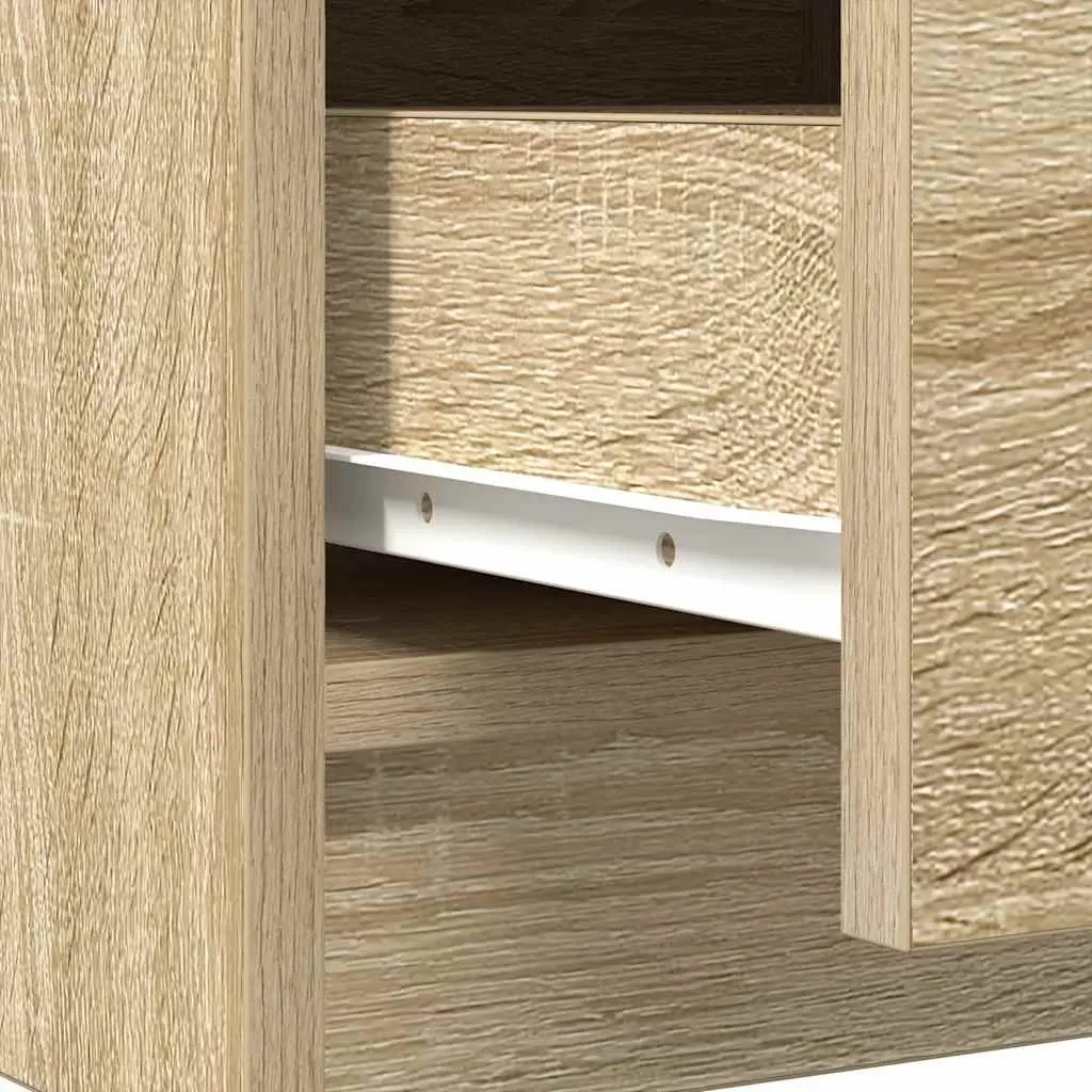 Sideboard Storage Cabinet with Drawers Door Shelf Brown Engineered Wood
