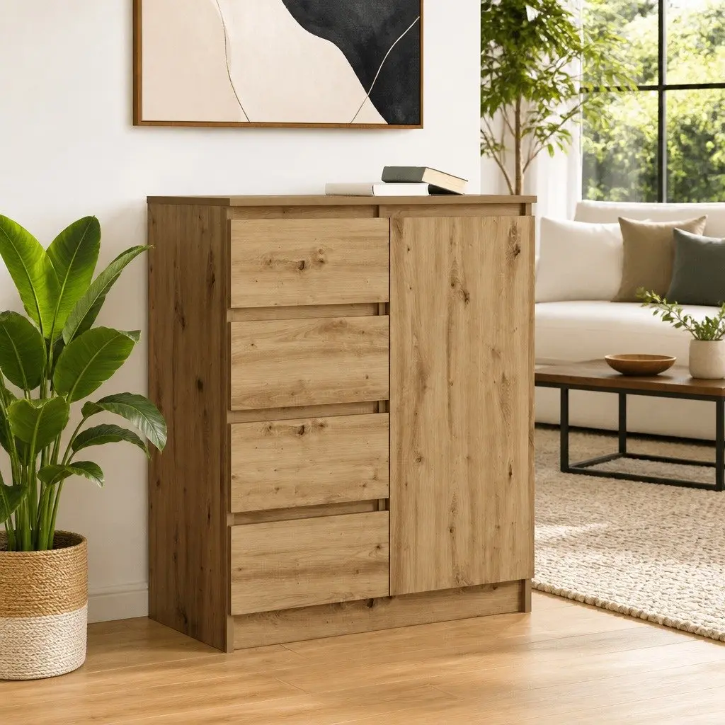 Sideboard Storage Cabinet Engineered Wood Brown 71W x 35D x 84H cm