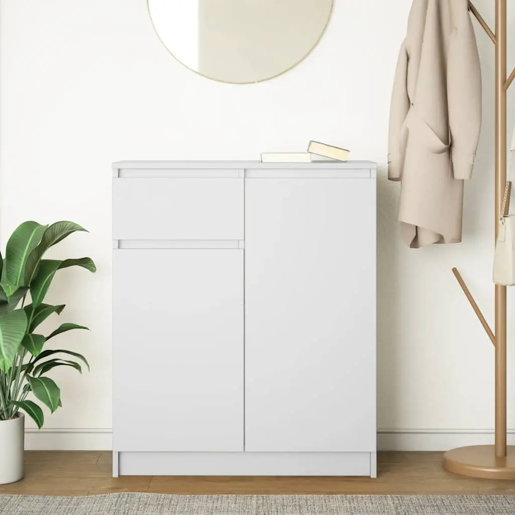White Sideboard Storage with Drawers and Shelves