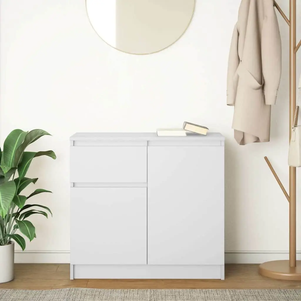 White Storage Cabinet with Drawer and Shelf