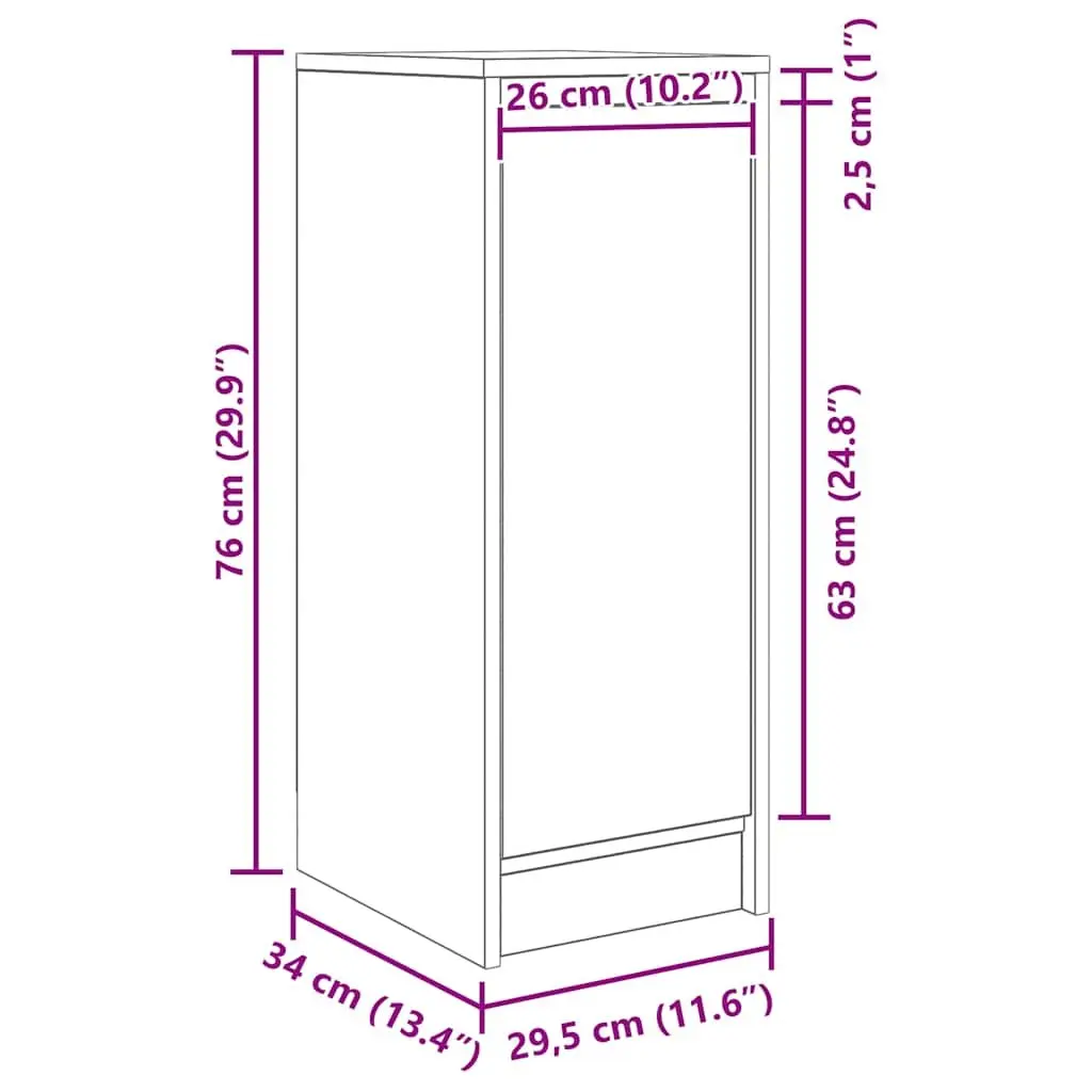 Sideboard Storage Cabinet Brown Engineered Wood 29.5 x 34 x 76 cm