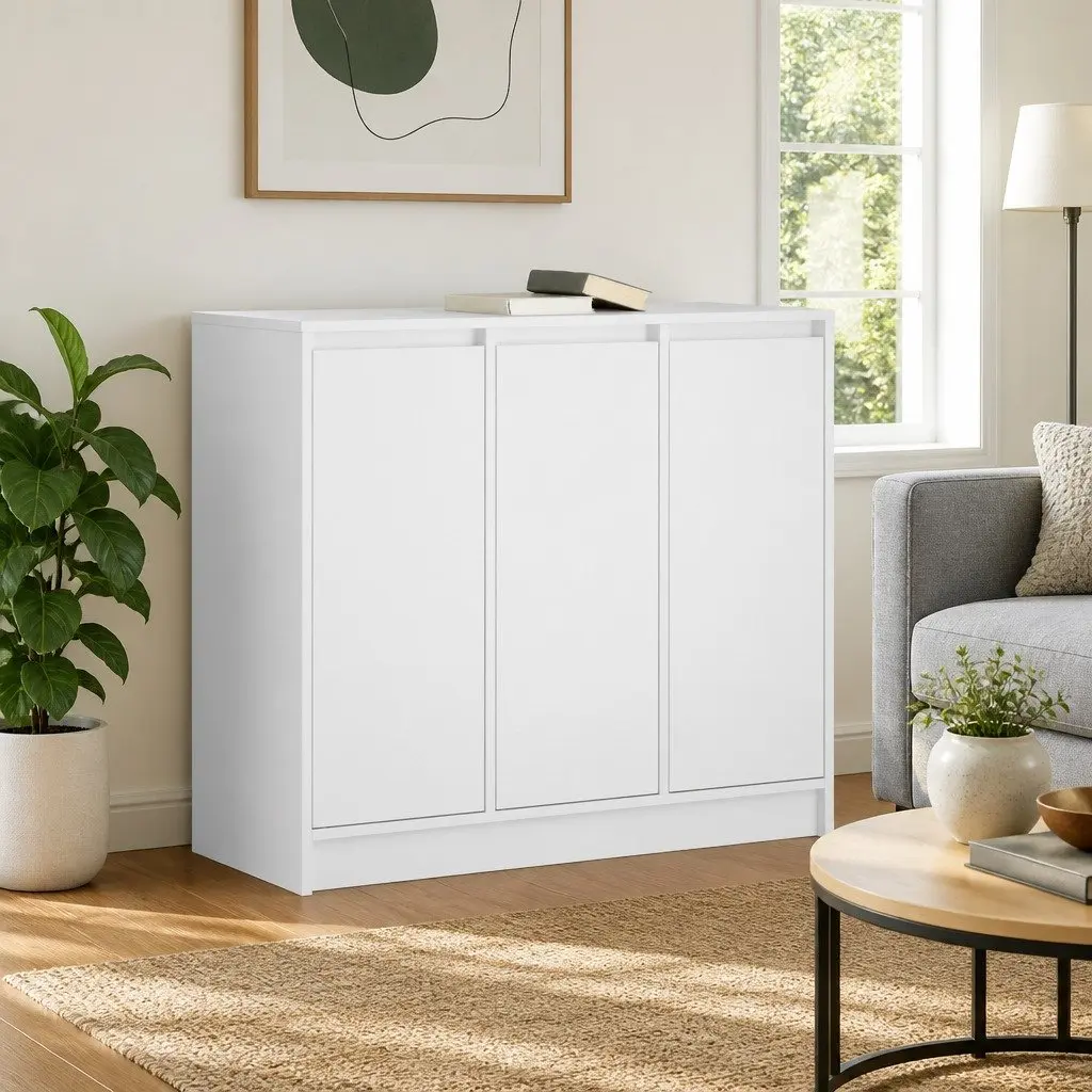 Sideboard Cabinet Storage 85x34x76cm White Engineered Wood