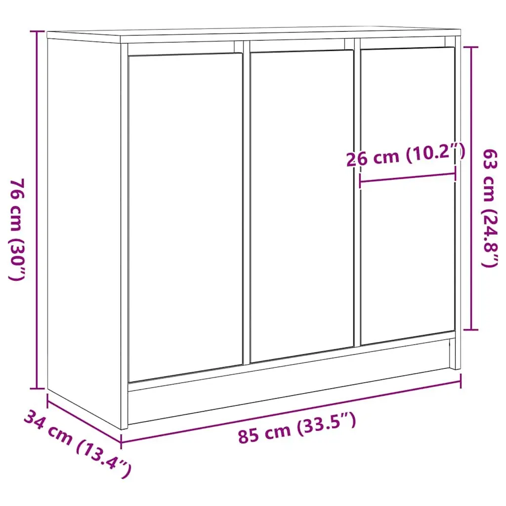 Sideboard Cabinet Storage 85x34x76cm White Engineered Wood