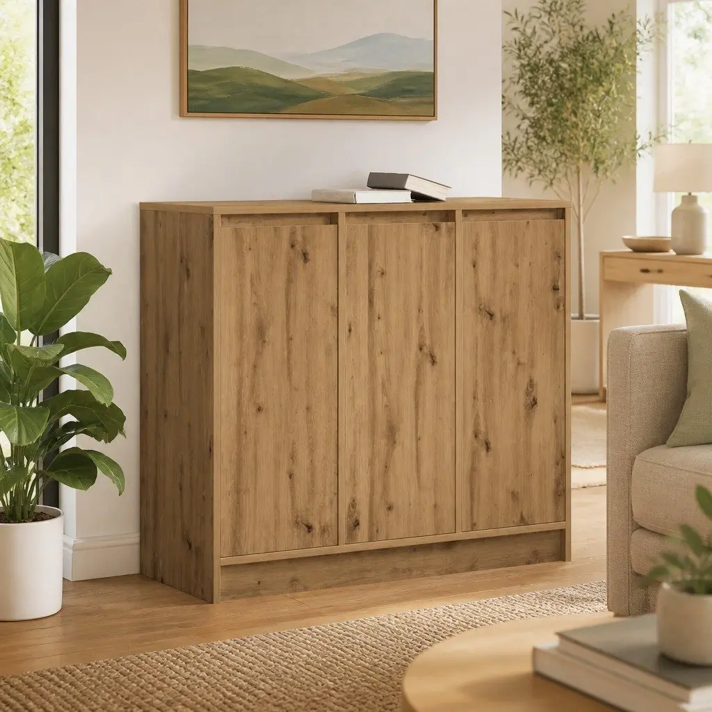Sideboard Buffet Cabinet Storage Artisan Oak Brown Engineered Wood 85x34x76cm