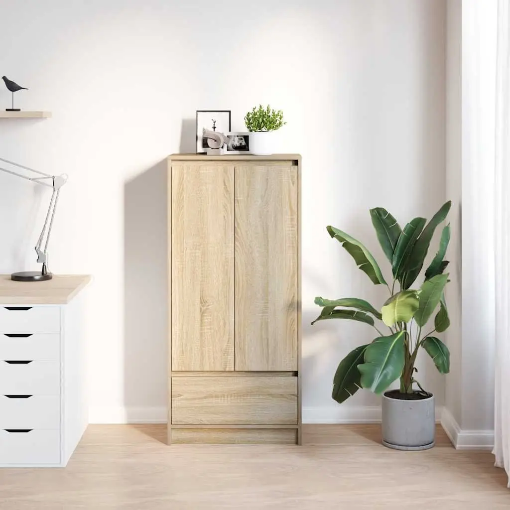 Storage Cabinet with Drawer Organized Storage 55.5x34x119.5cm Brown Engineered Wood