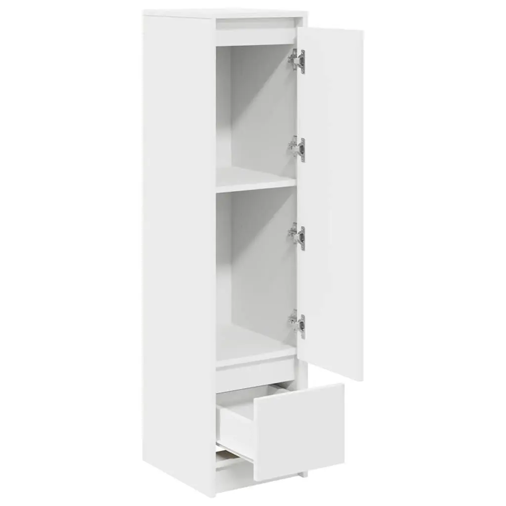 White Highboard Storage Cabinet Engineered Wood Buffet Sideboard Dining Room