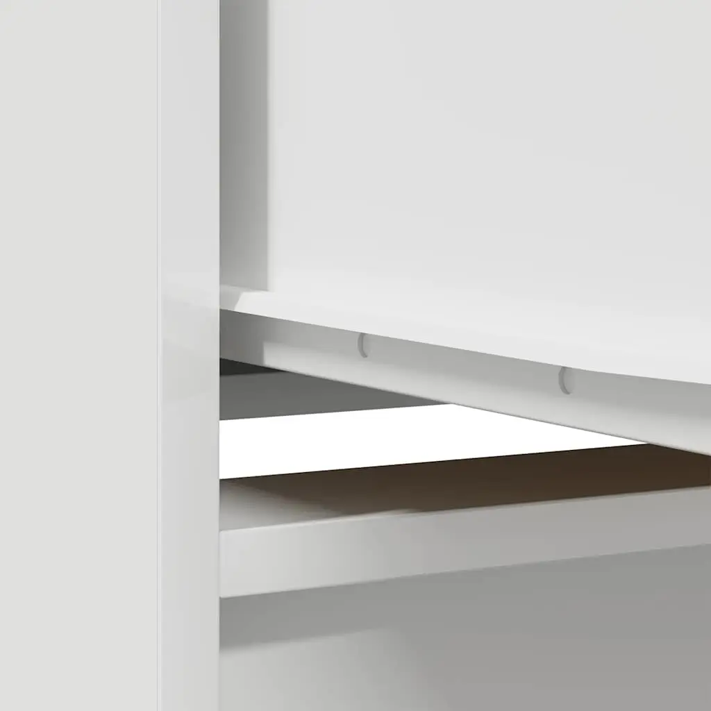 White Highboard Storage Cabinet Engineered Wood Buffet Sideboard Dining Room