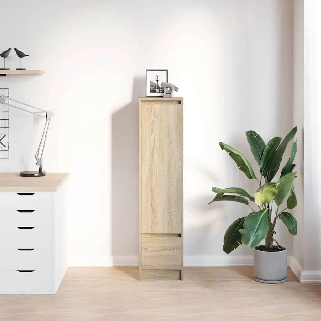 Highboard Storage Cabinet Brown Engineered Wood Sideboard Buffet 29.5W x 34D x 119.5H cm