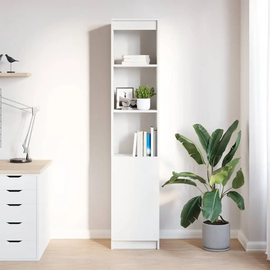 Highboard Storage Cabinet White Engineered Wood Buffet Cupboard 37.5L x 35W x 180H cm