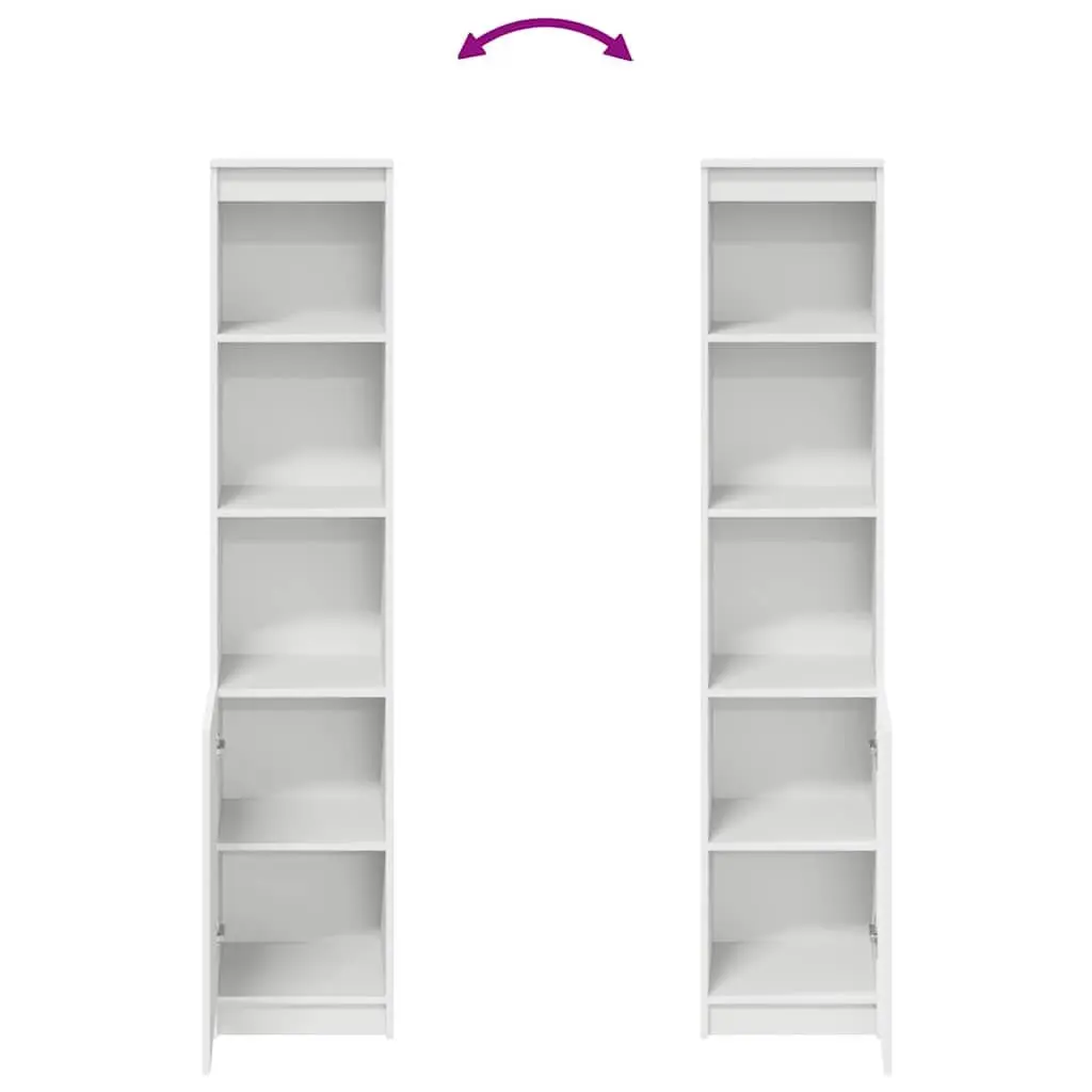 Highboard Storage Cabinet White Engineered Wood Buffet Cupboard 37.5L x 35W x 180H cm