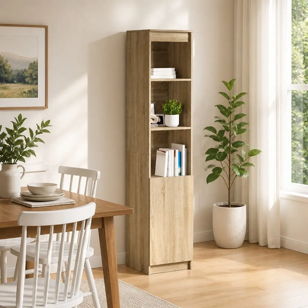 Highboard Storage Cabinet Brown Engineered Wood 37.5x35x180cm