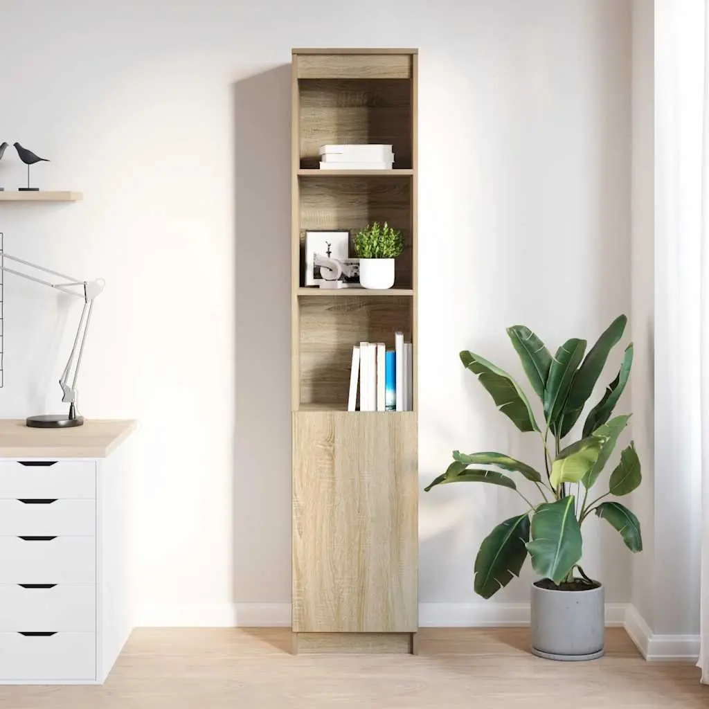 Highboard Storage Cabinet Brown Engineered Wood 37.5x35x180cm