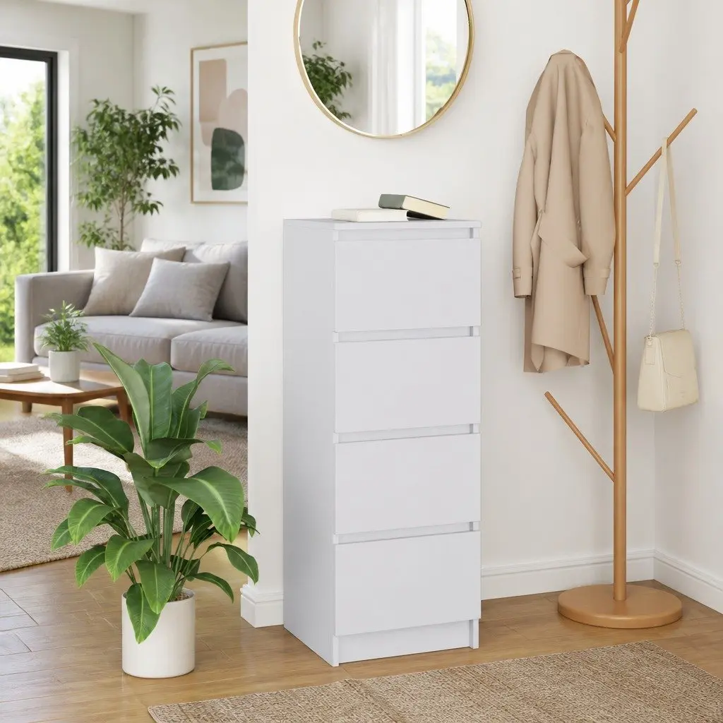 Sideboard Storage Cabinet Engineered Wood Organiser 37.5W x 35D x 99H cm White