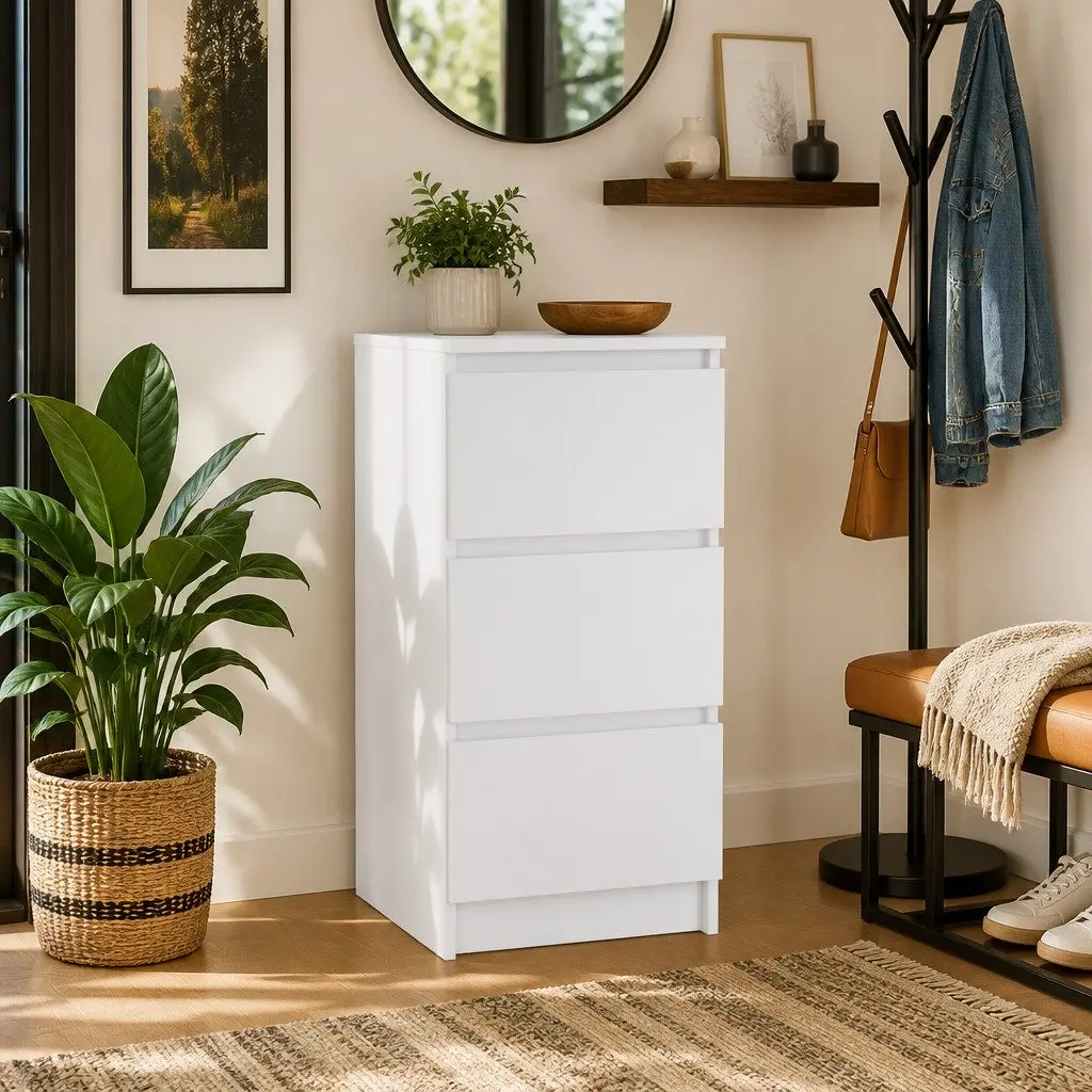 Sideboard Storage Cabinet 37.5x35x76cm Engineered Wood White Buffet Furniture