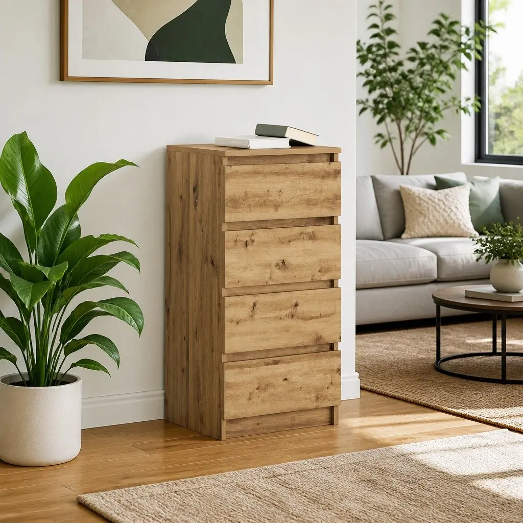 Sideboard Storage Cabinet Engineered Wood 37.5W x 35D x 76H cm Brown Artisan Oak