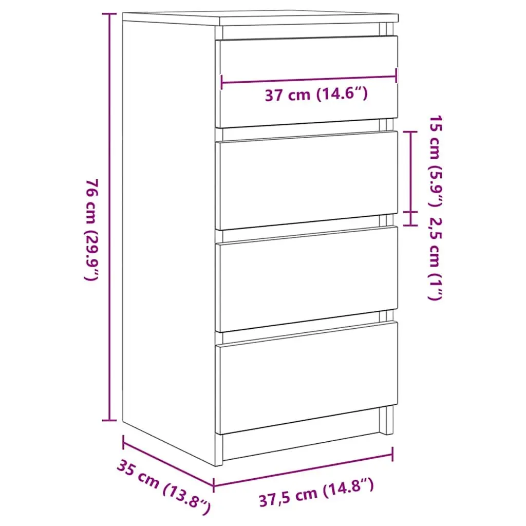 Sideboard Storage Cabinet Engineered Wood 37.5W x 35D x 76H cm Brown Artisan Oak
