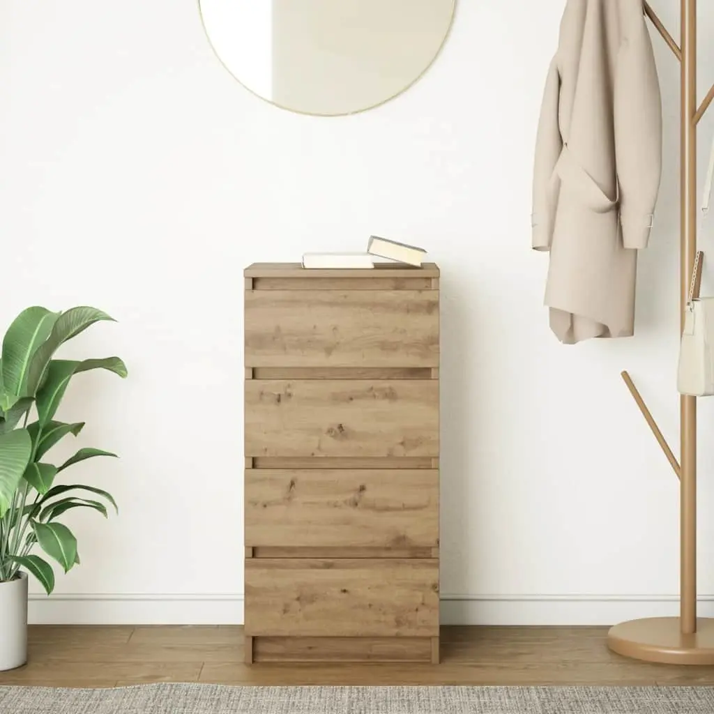 Sideboard Storage Cabinet Engineered Wood 37.5W x 35D x 76H cm Brown Artisan Oak