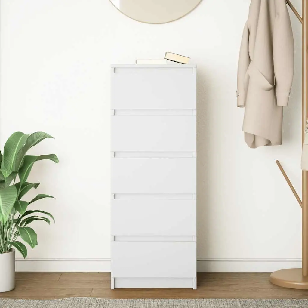 Sideboard Storage Cabinet with Drawers 37.5 x 35 x 99 cm White Engineered Wood Furniture