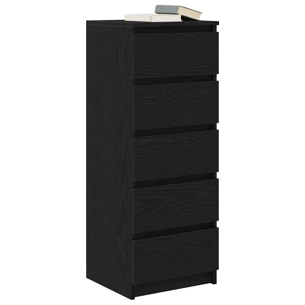 Sideboard Storage Cabinet with Drawers Black Oak 37.5x35x99cm Engineered Wood