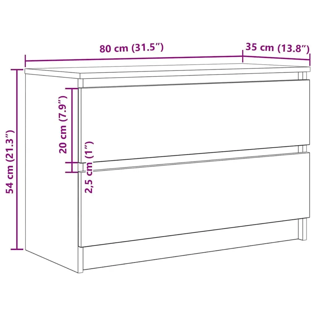 TV Cabinet Storage Unit Engineered Wood 80 x 35 x 54 cm White