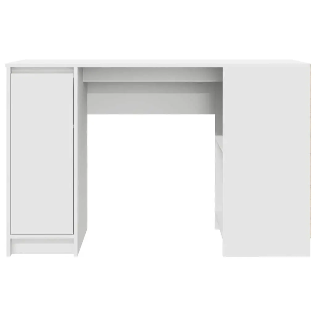 White Engineered Wood Desk with Storage