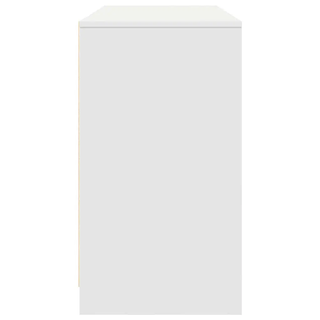 White Engineered Wood Desk with Storage