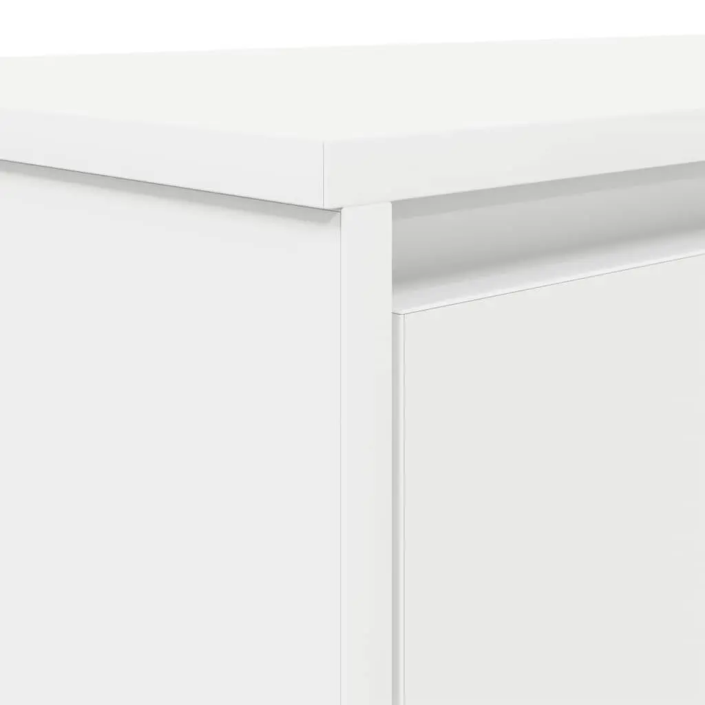 White Engineered Wood Desk with Storage
