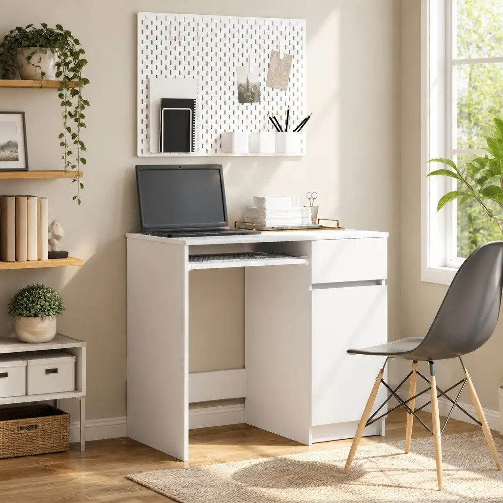 Office Desk Storage Drawer 86x49x76cm White Engineered Wood