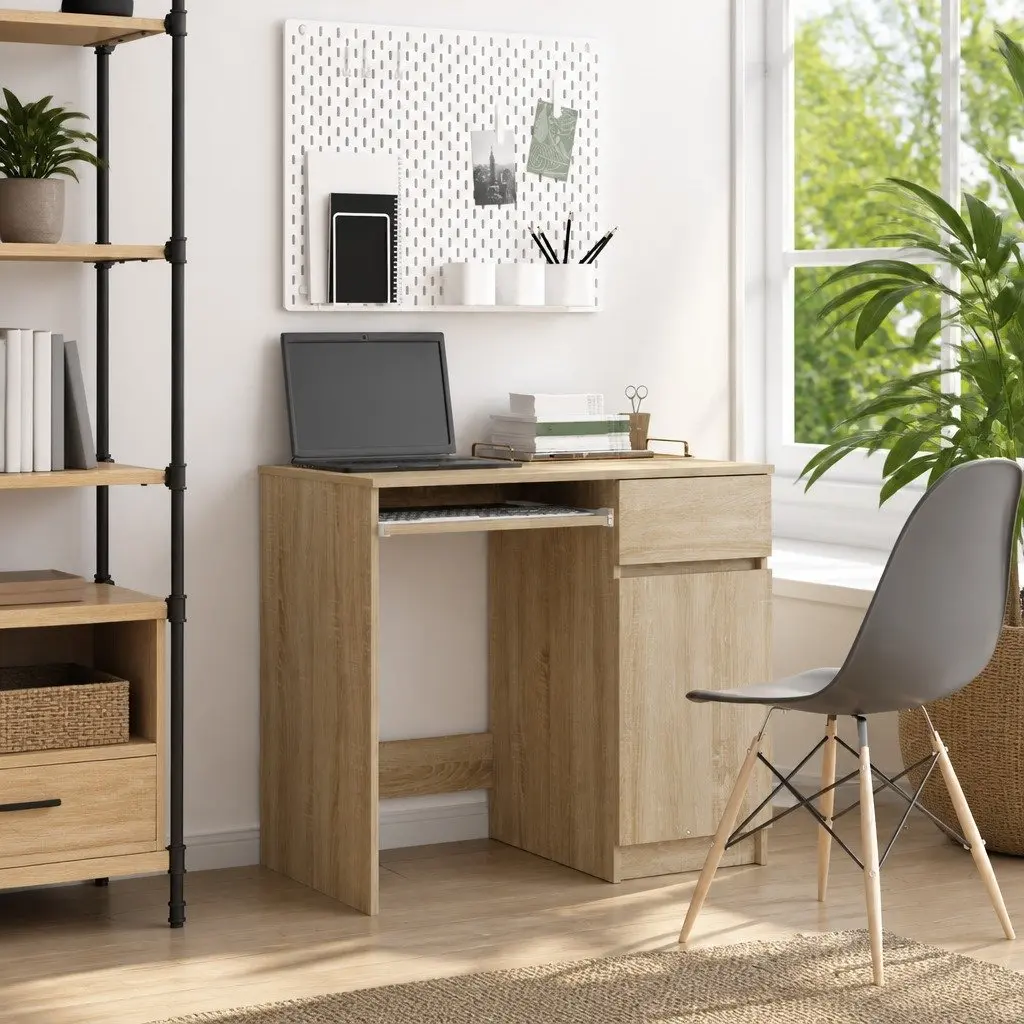 Office Desk Storage Solutions Engineered Wood 86x49x76cm Brown