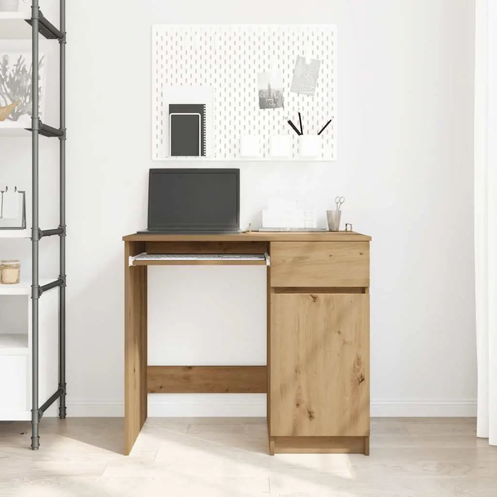 Office Desk Storage Cabinet Drawer Shelf Brown Engineered Wood 86W x 49D x 76H cm