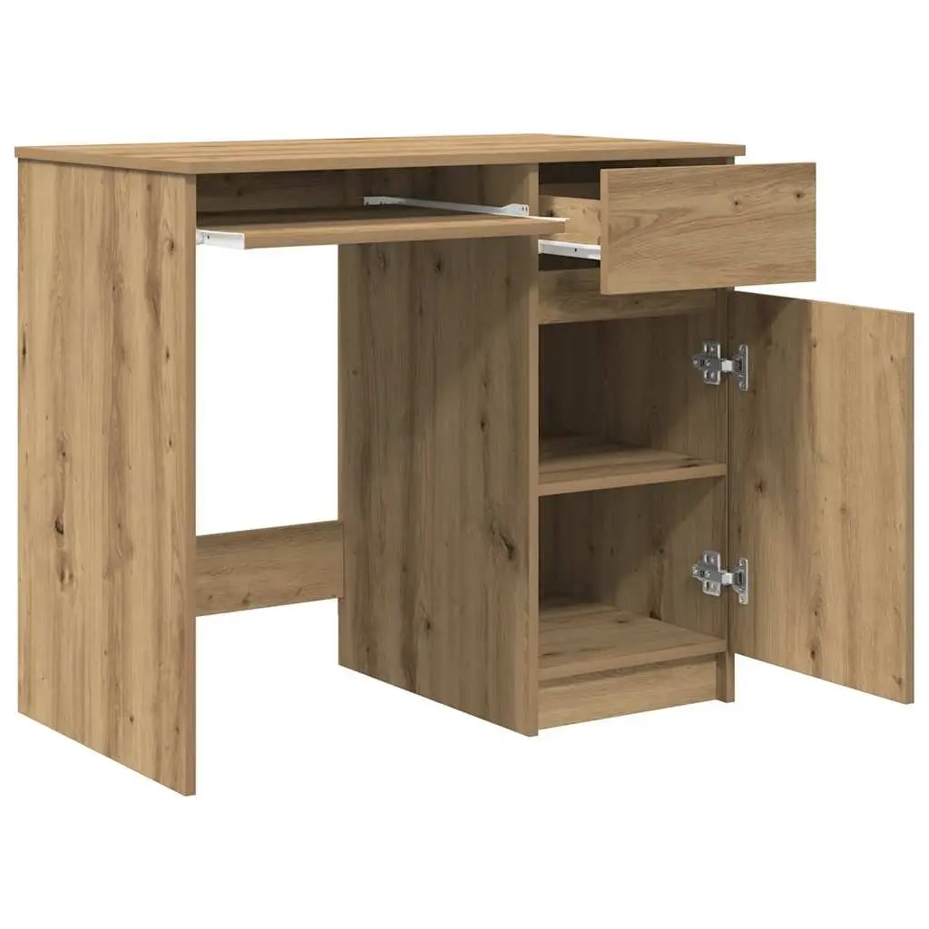 Office Desk Storage Cabinet Drawer Shelf Brown Engineered Wood 86W x 49D x 76H cm