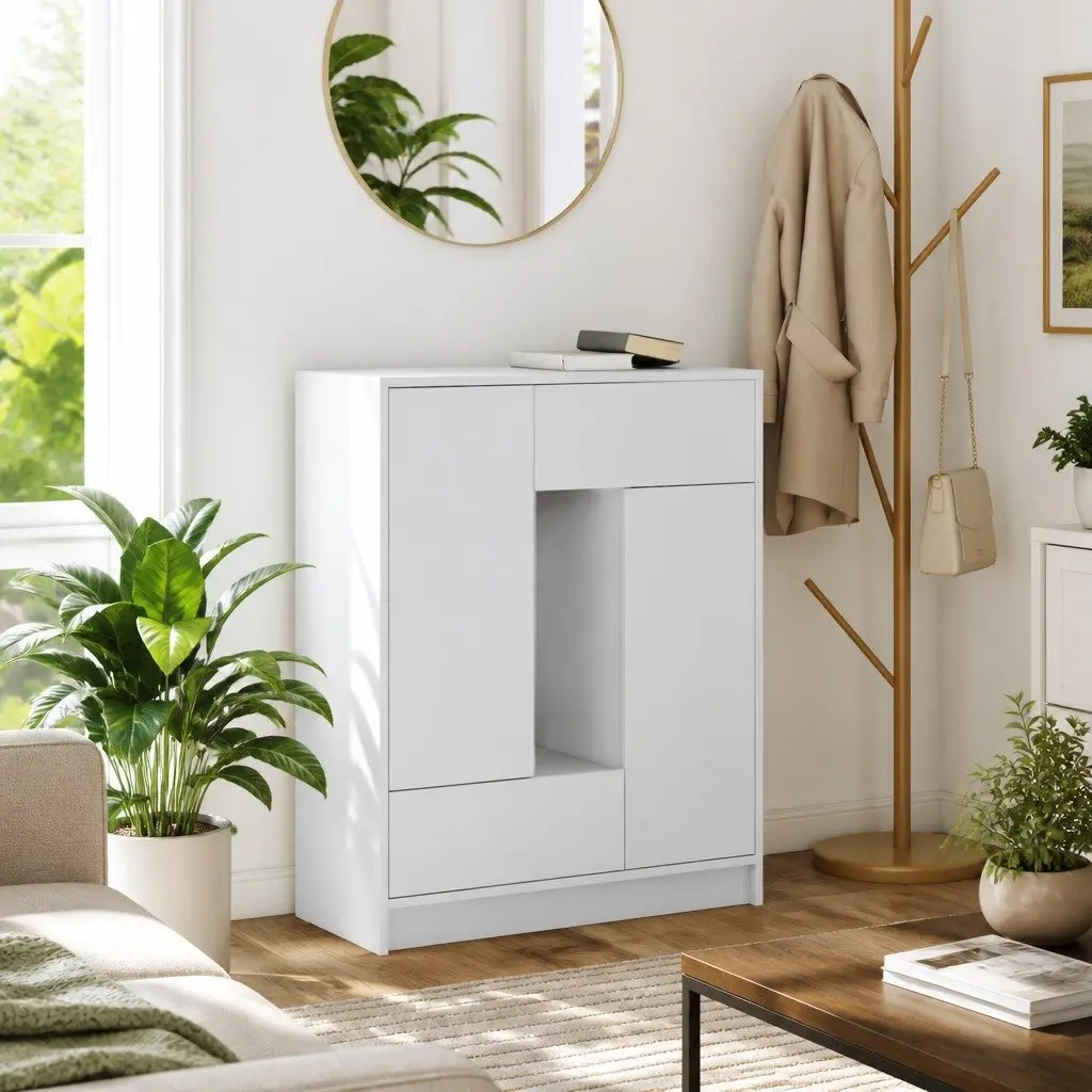 Sideboard Buffet Cabinet Storage Organizer with Doors and Drawers 73cm White