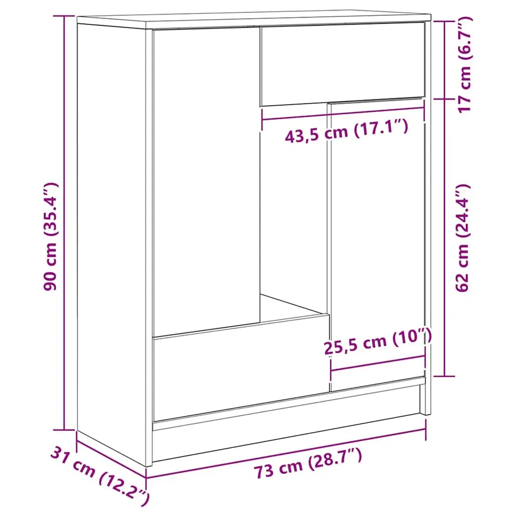 Sideboard Buffet Cabinet Storage Organizer with Doors and Drawers 73cm White