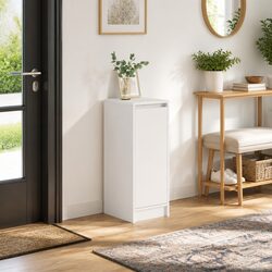 Shoe Cabinet Storage Organiser White Engineered Wood Cupboard with Doors