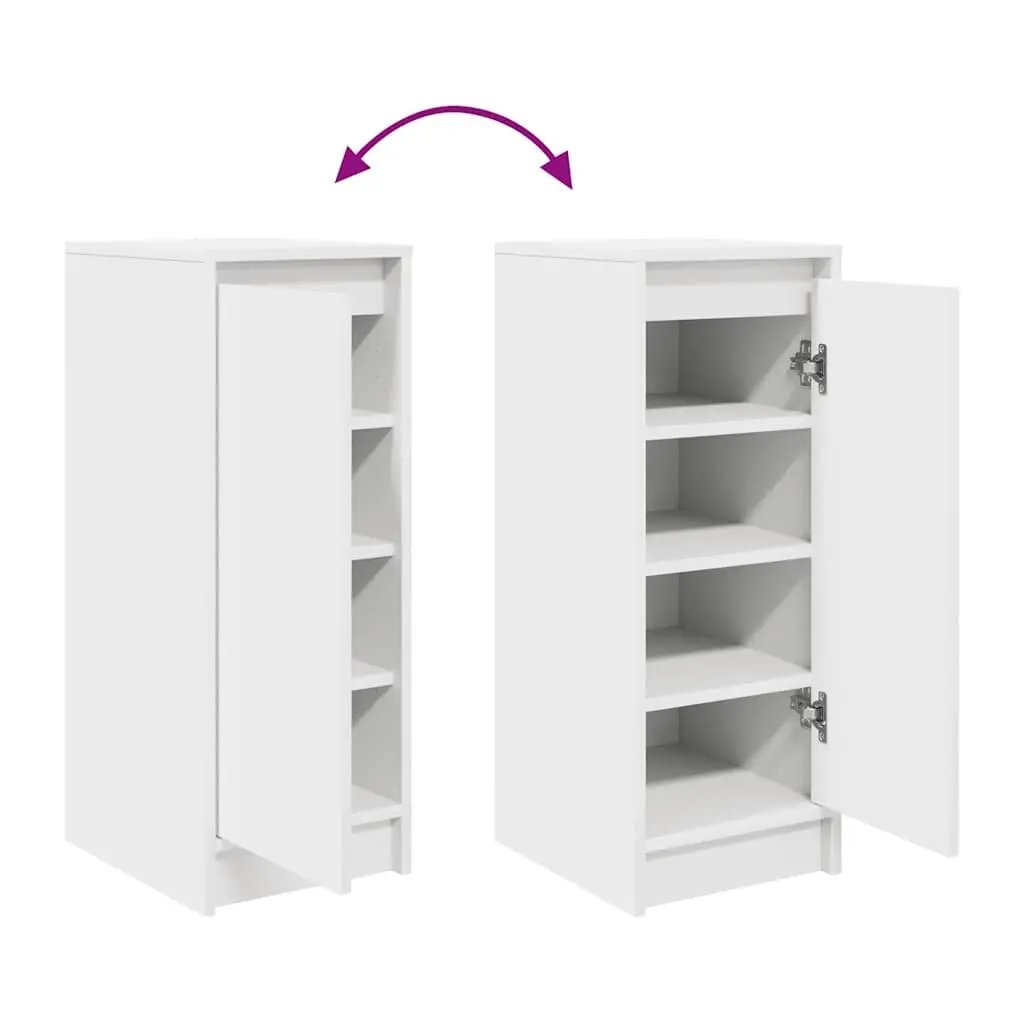 Shoe Cabinet Storage Organiser White Engineered Wood Cupboard with Doors