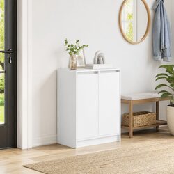 Functional White Shoe Cabinet, 57x34x76cm