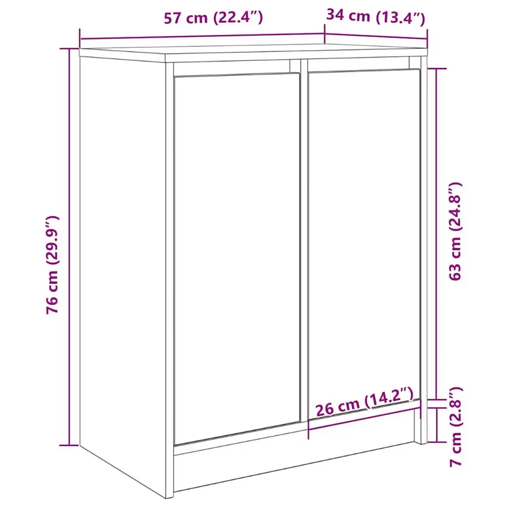 Shoe Cabinet Storage Organiser 57x34x76cm White Engineered Wood