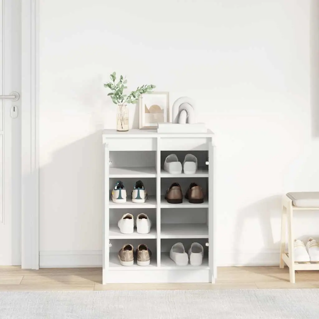 Shoe Cabinet Storage Organiser 57x34x76cm White Engineered Wood