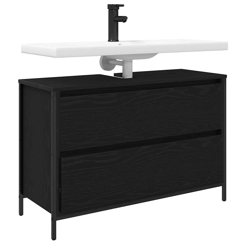 Bathroom Vanity Unit Basin Cabinet Storage 90x34.5x60cm Black Oak